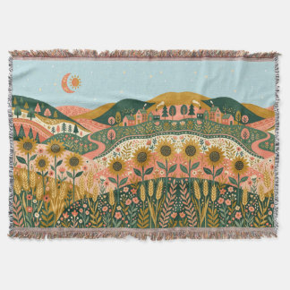 Boho Sunflower & Wheat Field Blanket