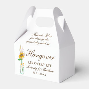 Boho Sunflower Yellow Floral Wedding Hangover Kit Favour Box