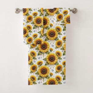 Boho Sunflowers and Diamonds Towel Set