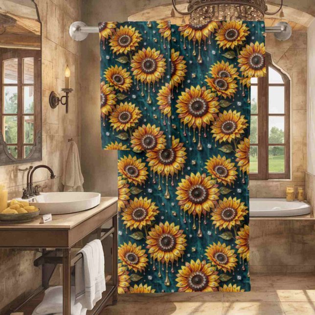 Boho Sunflowers and Diamonds Towel Set (Creator Uploaded)