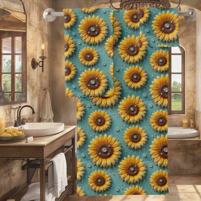 Boho Sunflowers and Diamonds Towel Set (Creator Uploaded)