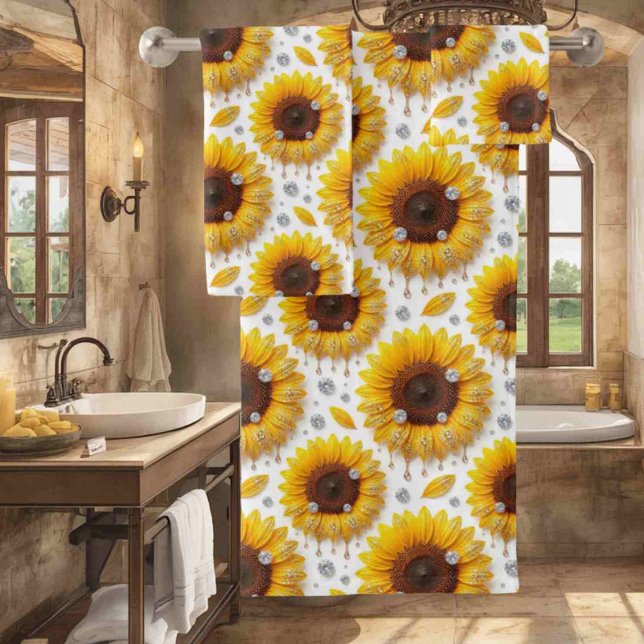 Boho Sunflowers and Diamonds Towel Set (Creator Uploaded)
