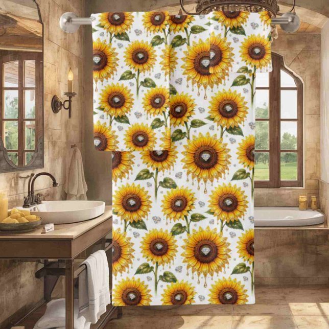 Boho Sunflowers and Diamonds Towel Set (Creator Uploaded)