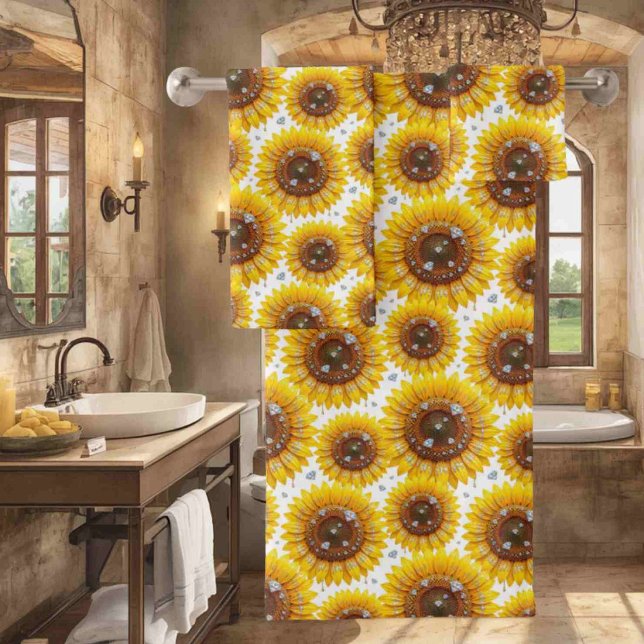 Boho Sunflowers and Diamonds Towel Set (Creator Uploaded)