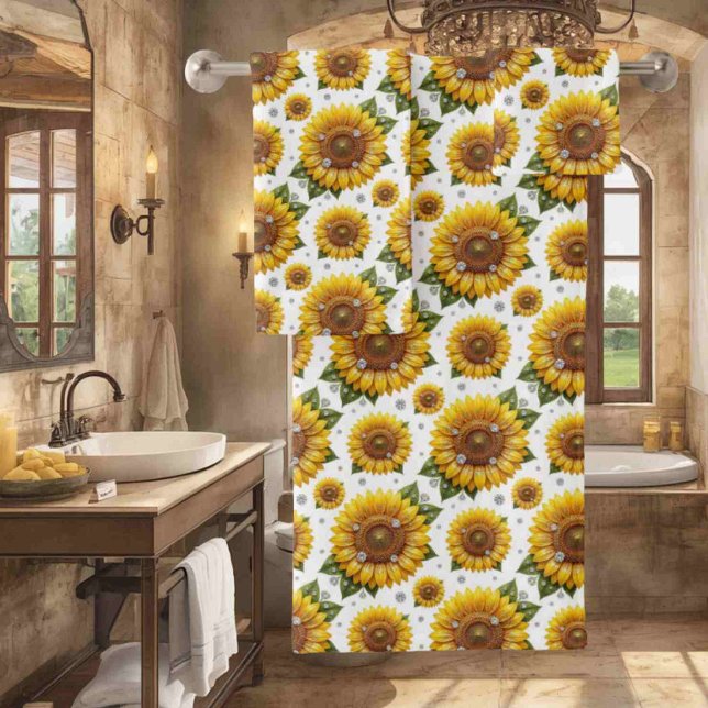 Boho Sunflowers and Diamonds Towel Set (Creator Uploaded)