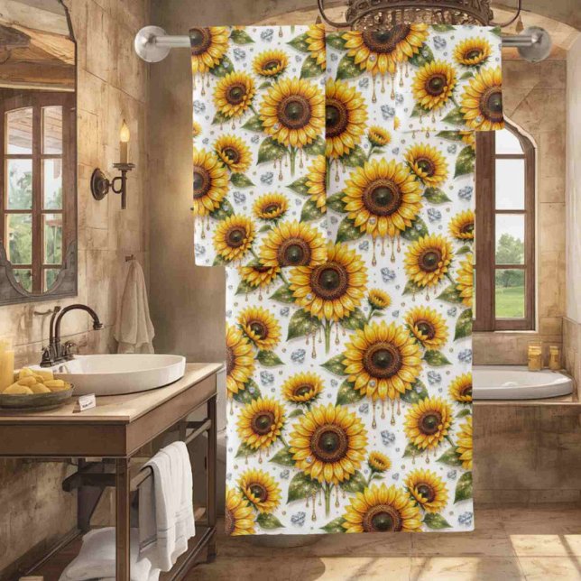 Boho Sunflowers and Diamonds Towel Set (Creator Uploaded)