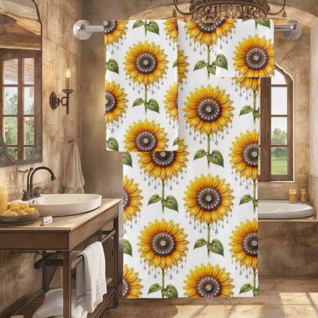 Boho Sunflowers and Diamonds Towel Set (Creator Uploaded)