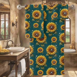 Boho Sunflowers and Diamonds Towel Set