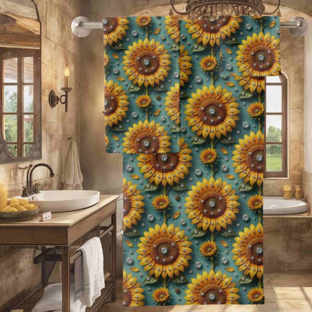 Boho Sunflowers and Diamonds Towel Set (Creator Uploaded)