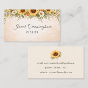 Boho Sunflowers Any Profession  Business Card