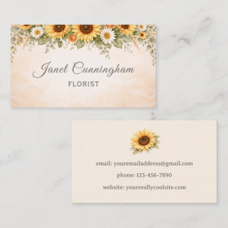 Boho Sunflowers Any Profession  Business Card