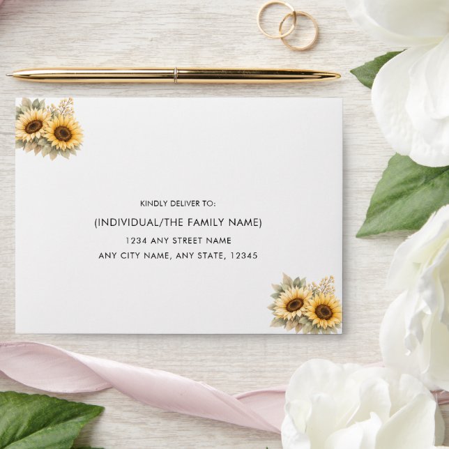 Boho Sunflowers Custom Address Envelope (Wedding)