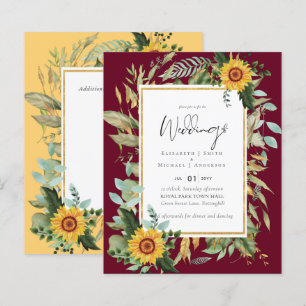 Boho Sunflowers Greenery Watercolor Wedding BUDGET
