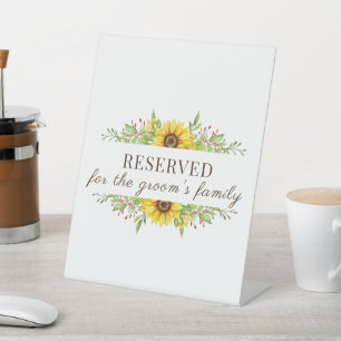 Boho sunflowers romantic summertime wedding  pedestal sign