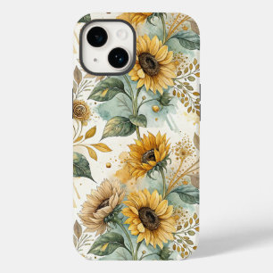 Boho Sunflowers Watercolor Gold Case-Mate iPhone 14 Case