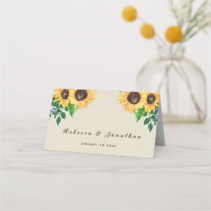 Boho Sunflowers Wedding Place Card
