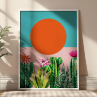 Boho Sunset Retro Floral Abstract Collage