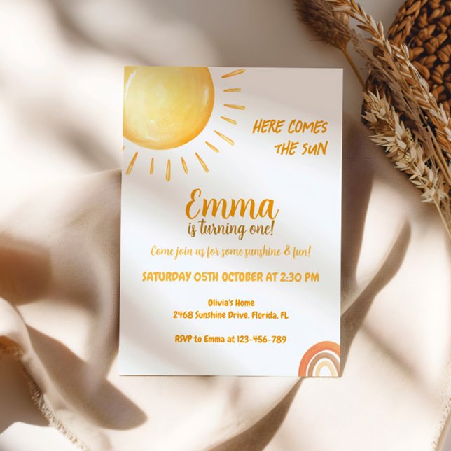 Boho Sunshine 1st Birthday Invitation (Creator Uploaded)