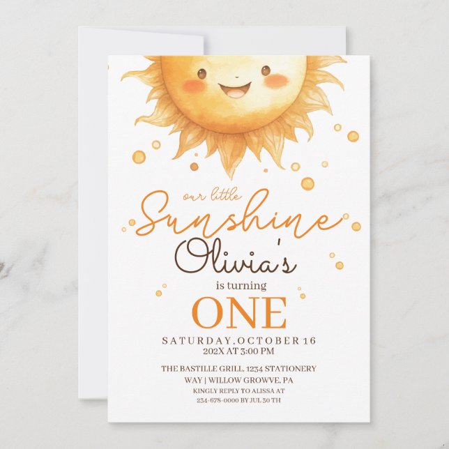  Boho Sunshine 1st Birthday party  Invitation (Front)