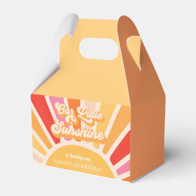 Boho Sunshine 1st Trip Around The Sun Birthday Favour Box (Front Side)