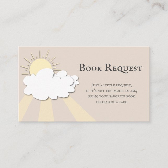 Boho Sunshine Baby Shower Book Request  Enclosure Card (Front)