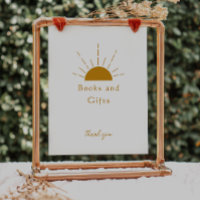 Boho Sunshine Baby Shower Books and Gifts Sign