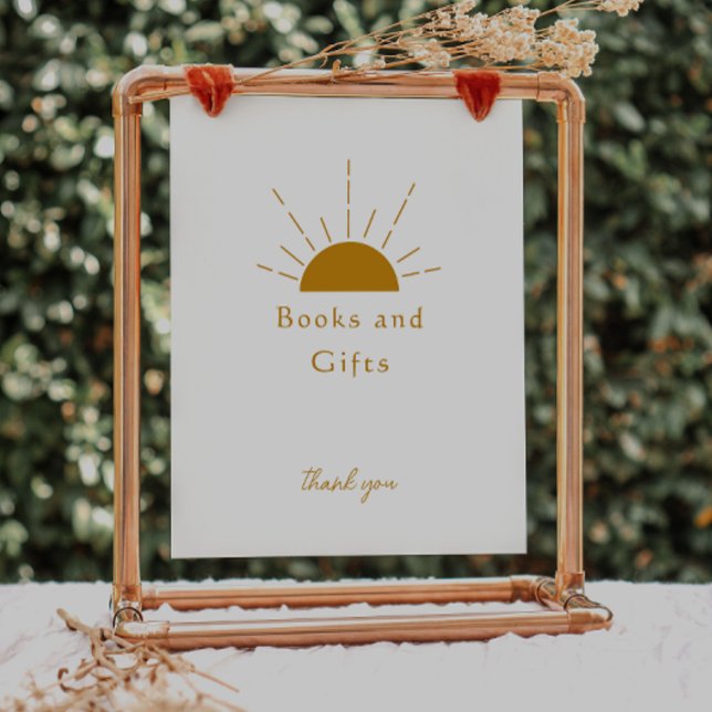 Boho Sunshine Baby Shower Books and Gifts Sign (Creator Uploaded)