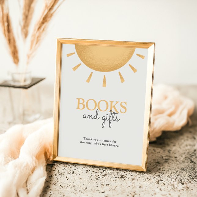 Boho Sunshine Baby Shower Books and Gifts Sign (Creator Uploaded)