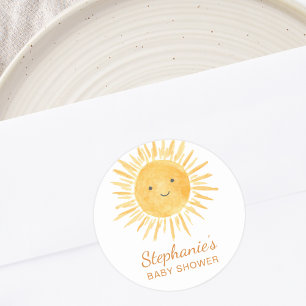 Boho Sunshine Baby Shower Classic Round Sticker