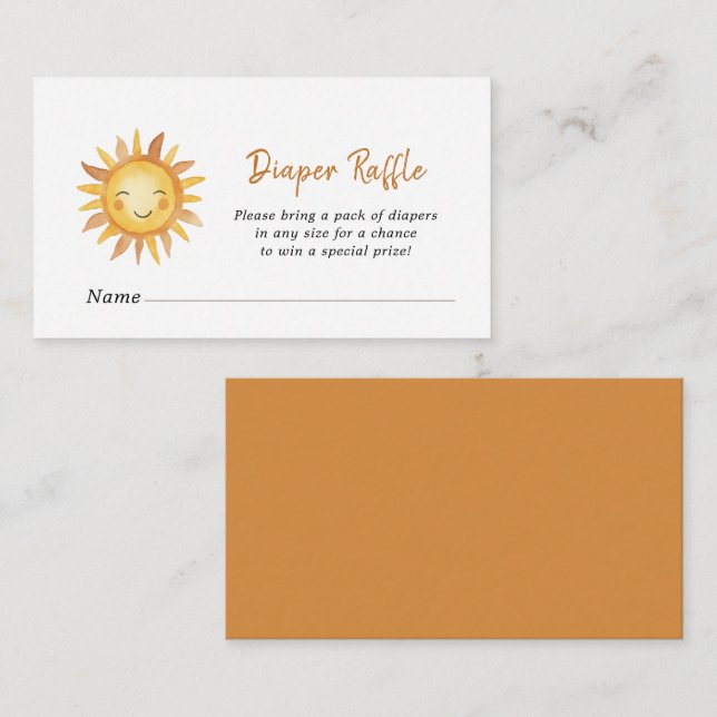Boho Sunshine Baby shower Diaper Raffle Enclosure Card (Front/Back)
