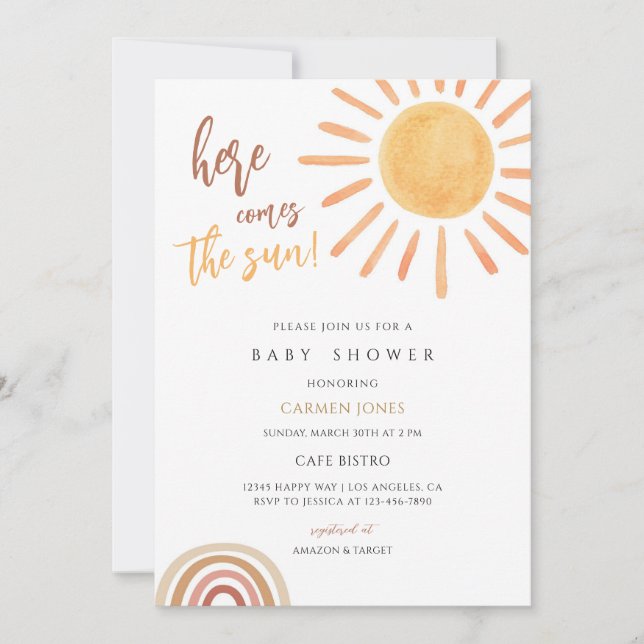 Boho Sunshine Baby Shower Invitation (Front)