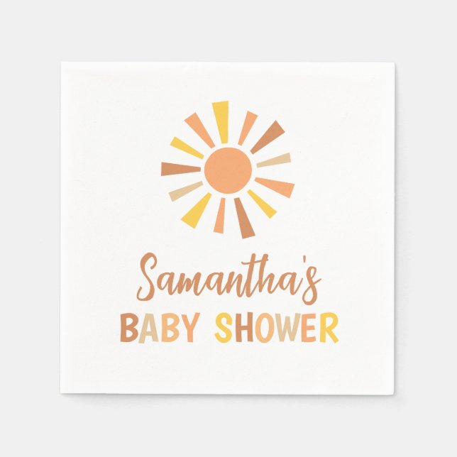 Boho Sunshine Baby Shower Napkin (Front)