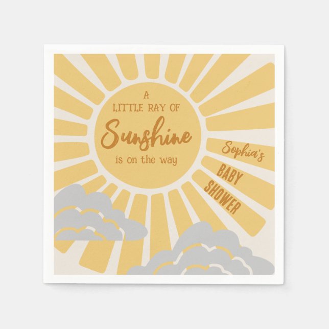 Boho Sunshine Baby Shower Napkins (Front)