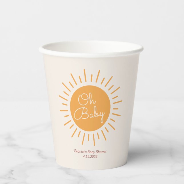 Boho Sunshine Baby Shower  Paper Cups (Front)