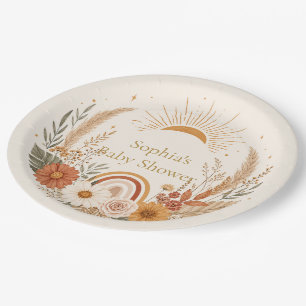 Boho Sunshine Baby Shower Plates   Earthy Sunny