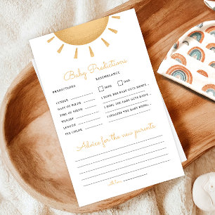 Boho Sunshine Baby Shower Prediction & Advice Game