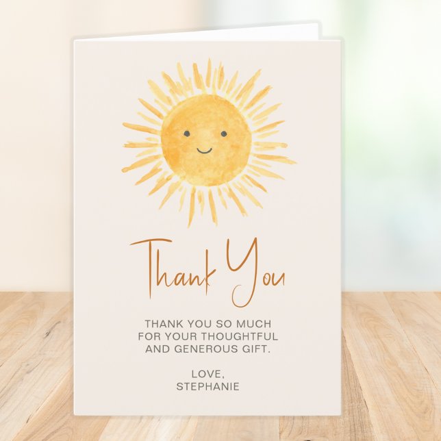 Boho Sunshine Baby Shower Thank You Card (Creator Uploaded)