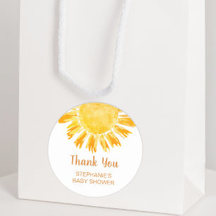 Boho Sunshine Baby Shower Thank You Classic Round Sticker