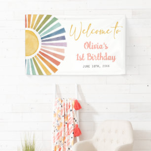 Boho Sunshine Birthday Party Banner