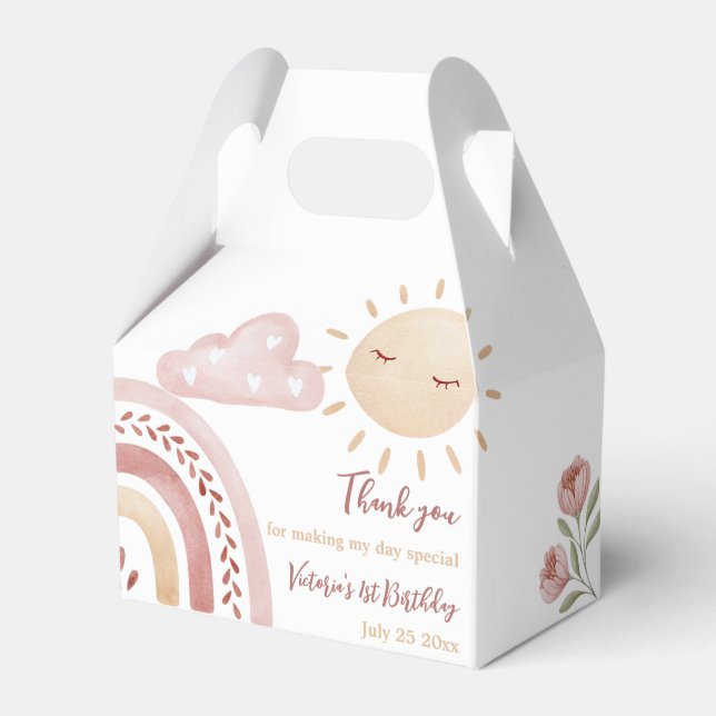 Boho Sunshine Birthday Party Favour Box (Front Side)