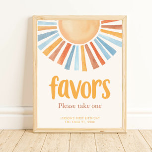 Boho sunshine birthday party favours sign