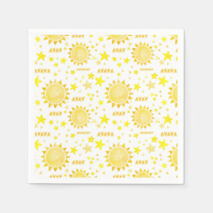 Boho Sunshine Birthday Party Napkins – First Trip 