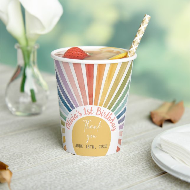 Boho Sunshine Birthday Party Paper Cups (Insitu)