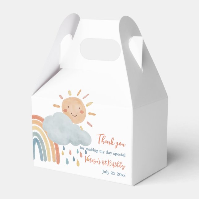 Boho Sunshine Birthdayb Party Favour Box (Front Side)