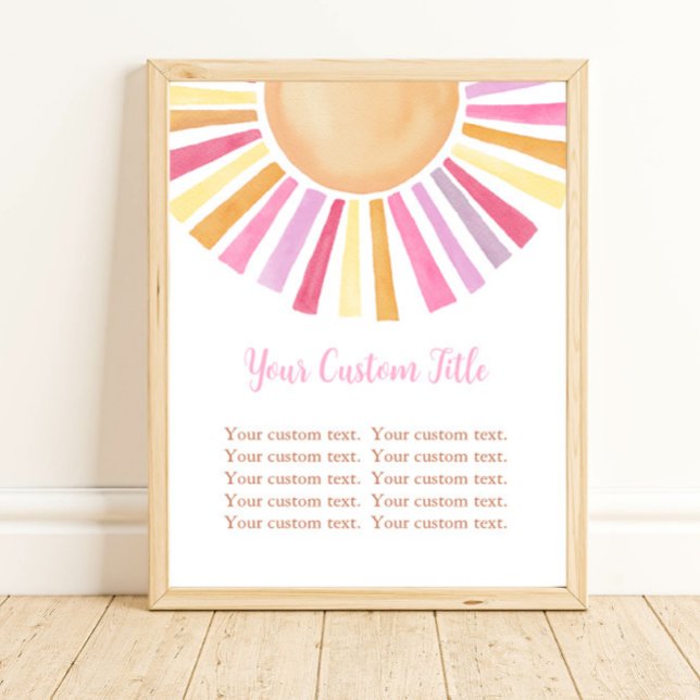 Boho sunshine custom sign sun pink yellow orange (Creator Uploaded)