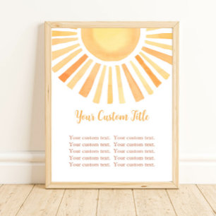 Boho sunshine custom sign sun yellow orange white