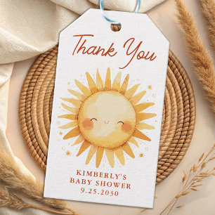 Boho Sunshine Cute Sun Baby Shower Thank You Gift Tags
