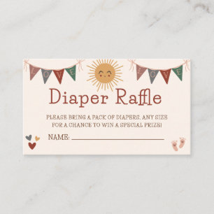 Boho Sunshine Diaper Raffle Baby Shower Enclosure Card
