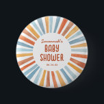 Boho Sunshine Gender Neutral Baby Shower 6 Cm Round Badge<br><div class="desc">Welcome your little ray of sunshine with this Boho Sunshine Gender Neutral Baby Shower Button featuring an adorable yellow,  gold,  orange,  blue and peach watercolor sunshine.</div>