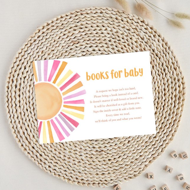 Boho sunshine girl baby shower books for baby enclosure card (Creator Uploaded)